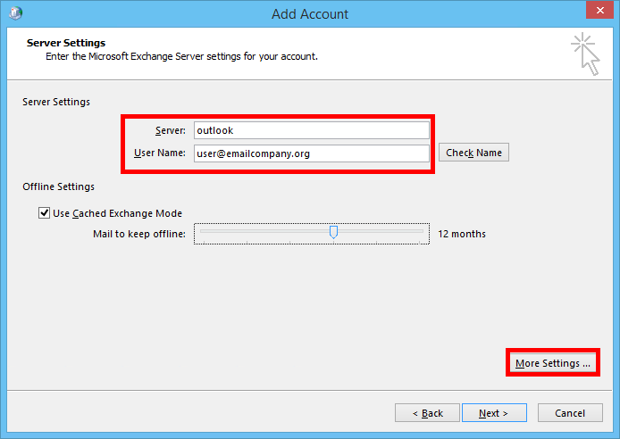 Manually configure Outlook 2013 for email hosted on Exchange 2013