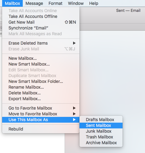 Synchronize Imap Folders For New Accounts In Le Mail From The Mailbox Menu Select Use This As Sent