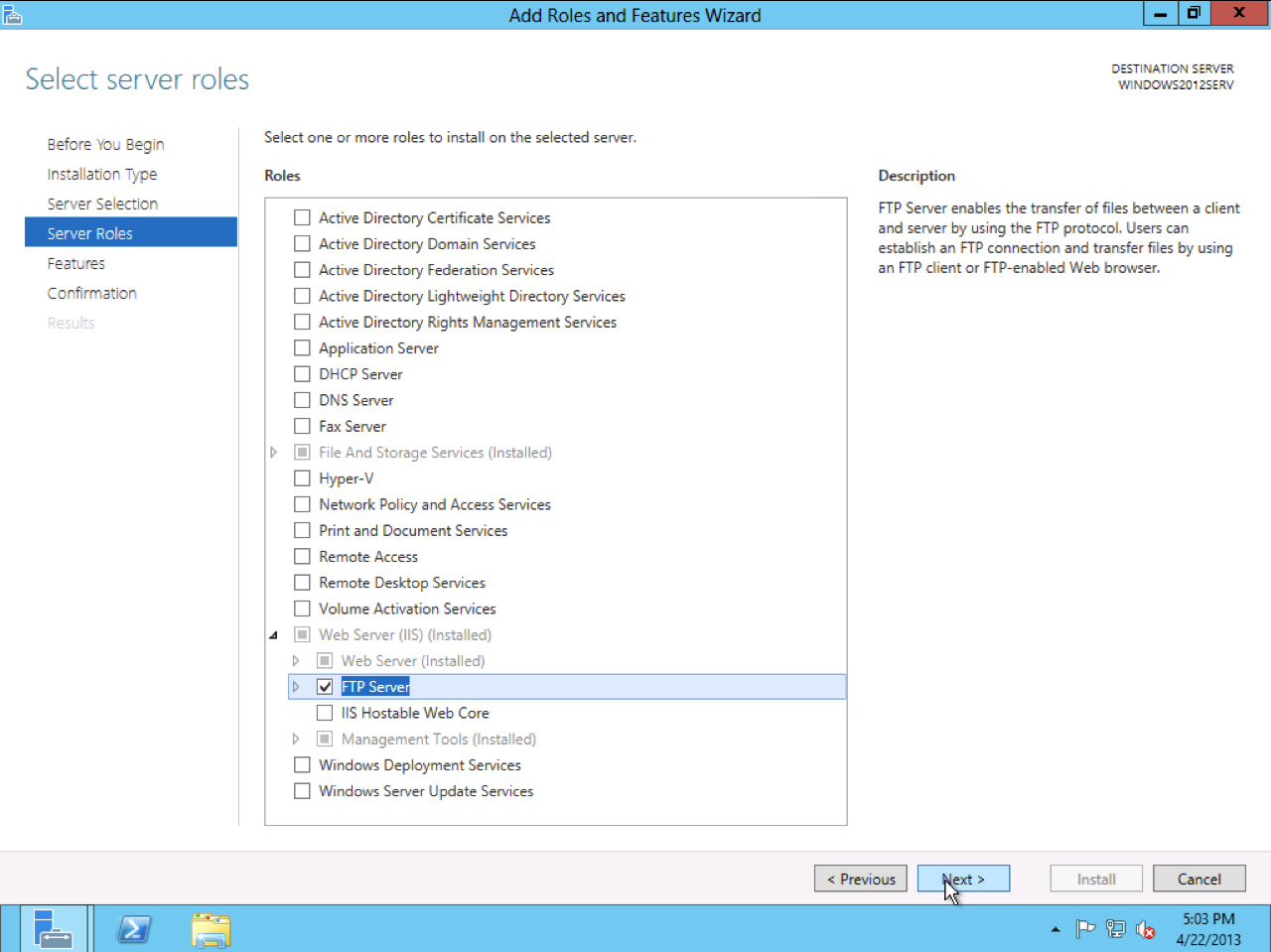 configure windows ftp server 2012